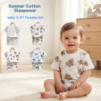 Baby Sleepwear 0-3Y Infant Pajama Set Cotton Strawberry Print Skin Friendly Baby Clothes Short Sleeve Toddler Loungewear