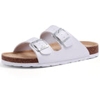 Asgard Summer New Leather Sandals Outdoor Fashion Double Buckle Beach Shoes Comfort Cork Footbed Clogs Slipper With Arch Support