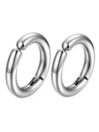 2pcs Stainless Steel Clip-On Hoop Earrings for Non-Pierced Ears, 8-14mm Sizes
