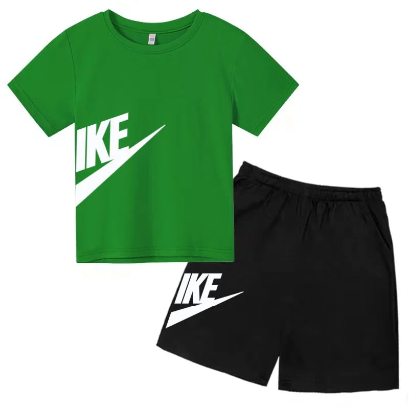 Summer Brand White T-shirt+Shorts Two-piece set Kids New Clothing Fashion Letter Boy Girl3-12Yrs Sports Short-sleeved Casual Set