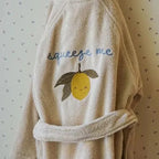 2026 KS Baby Boys Flannel Bathrobe Towel Children's Girls Toddler Girls Cherry Lemon Embroidery Cotton Hooded Bath Towel Pyjamas