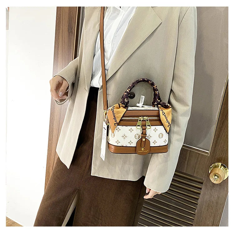 Brand Designer Women's Printed Box Bag Handbags Ladies Retro Patchwork Handbags Wild Portable Shoulder Corssbody Cosmetic Bag
