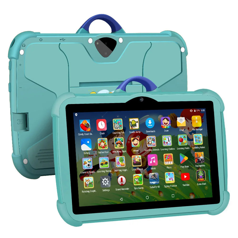 [New Arrivals] Kids Tablet 7 inch Android 13 Bluetooth WiFi HDScreen with Protective Case Parental Control System Dual Cameras Pre Installed Educational Apps Ideal Learning Tablet for Boys and Girls Pink Blue Best Gift For Ki