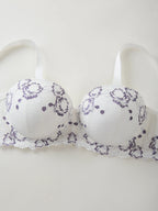 Daily Wide Strap Plus Size Women Bra Lace & Embroidery Push up Bra Comfort Thin Cup Underwire Support Lingerie Bra