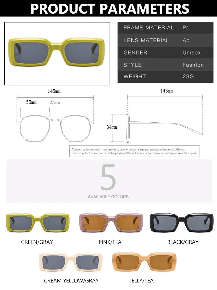 2022 Pink Shades Women Small Sunglasses Black Fashion Square Glasses Vintage Retro Green Glasses Female Unisex Oculos Feminino