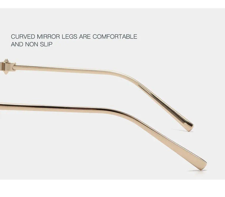 Fashion Trendy Retro Cat Eye Sunglasses Women Luxury Designer Vintage Style Chic Frameless Metal Small Triangle Eyewear
