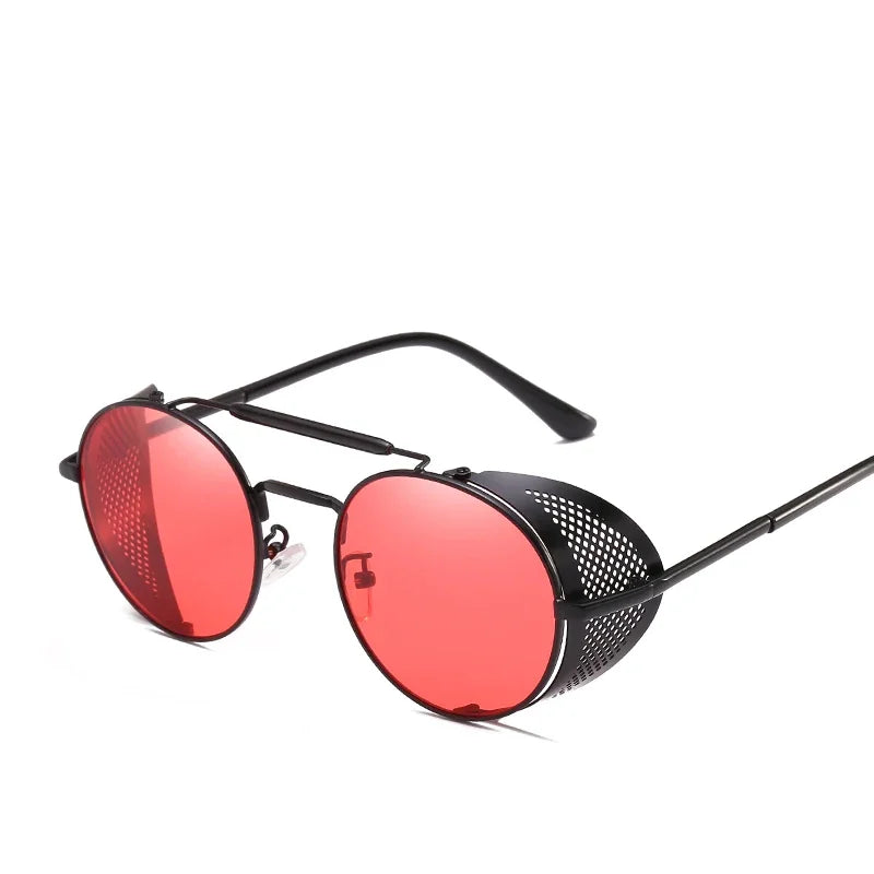 Trendy Retro Steampunk Sunglasses Men Brand Designer Round Steam Punk Alloy Sun Glasses Goggle For Women UV400 Gafas de Sol