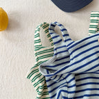 2026 Summer New Children Loose Casual Overalls Toddler Girls Sling Jumpsuit Cotton Boys Thin Striped Strap Shorts Kids Clothes