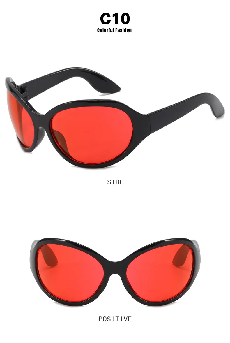 Oversized Y2K Steampunk Sunglasses Women Luxury Brand Designer Oval Sun Glasses Men Cyber Punk Eyewear Shades De Sol Oculos