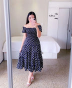 Women's Casual Dresses Elegant Off Shoulder Flower Print Short Sleeve Dress 2026 Trends Beach Birthday Party Dress Robe Vestidos