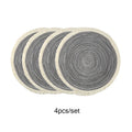 4pcs/set Hot Selling Fringe Eco-friendly Household Non-Slip Morden Style Table Woven Placemats Polyester Round Mat