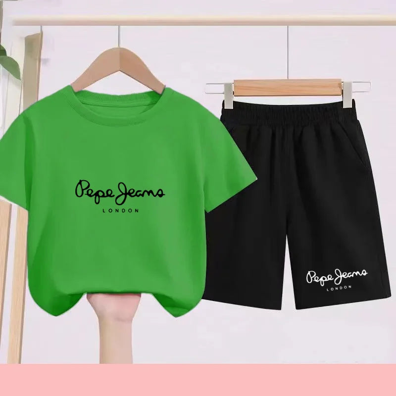 Summer Children's Sportswear - Quick-drying T-shirts + Shorts - Suitable for Boys and Girls Aged 3 to 13 for Sports Wear