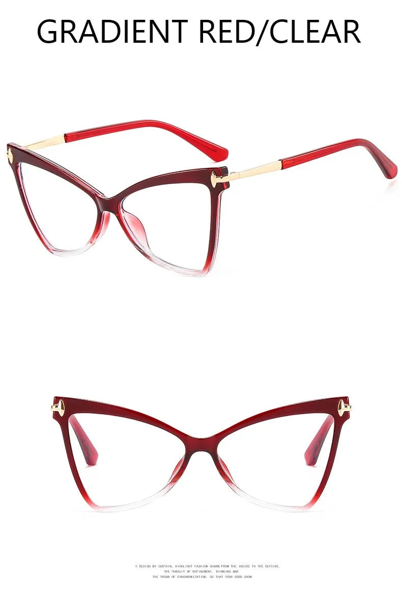 Cat Eye Oversized Glasses Frame TR90 Glasses Personality Fashion Butterfly Computer Glasses Triangle Eyewear 2024