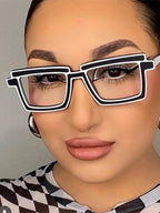 Retro Personality Rectangular Glasses Frame Woman Man Brand Designer Fashion Square Eyeglasses TR90 Eyewear with Pouch & Cloth