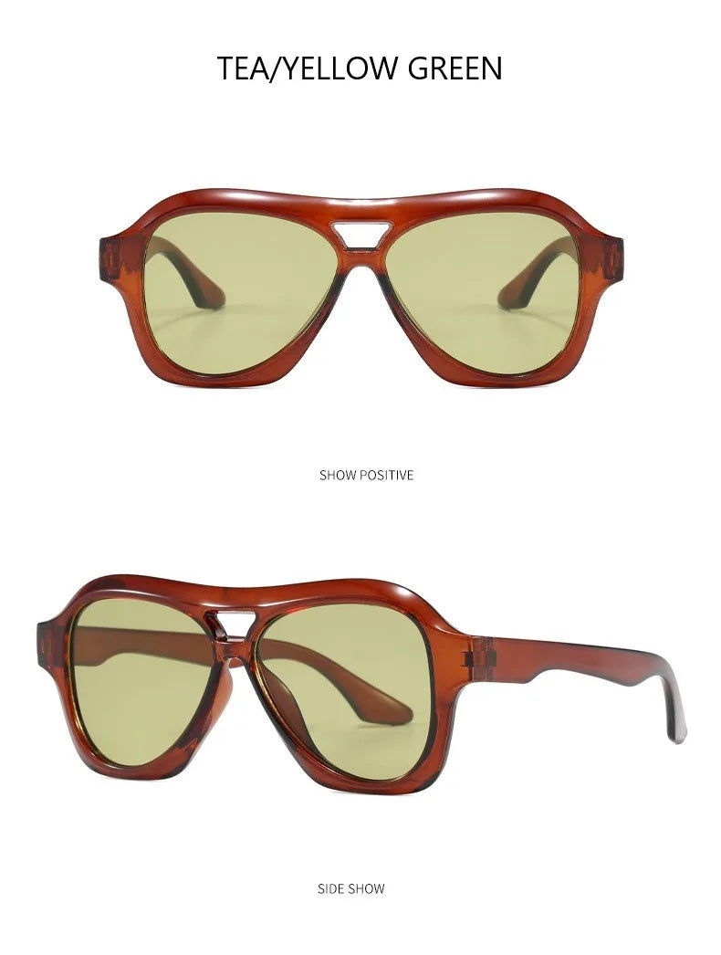 Retro Double Beam Sunglasses Women Brand Designer Glasses New Ins Fashion Personalized Gradient Eyewear Men Eyeglasses UV400
