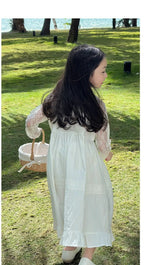 2026 New Girls Dresses Summer Solid Suspenders Dress Hollow-out Long-Sleeved Base Blouse Kid's Beach Wear