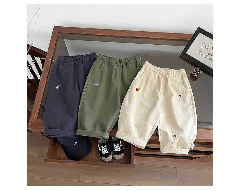 2026 Autumn New Baby Casual Pants Cartoon Embroidery Fashion Boys Versatile Trousers Infant Girl Loose Pants Children Clothes