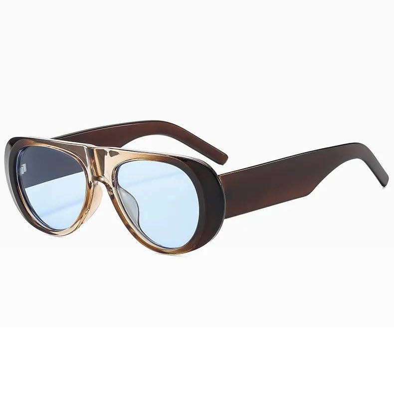 Retro Large Sunglasses for Women Fashionable Wide Legs New Large Frame Sunglasses Gradient Color Personalized Glasses Goggles