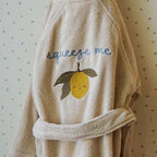 2026 KS Baby Boys Flannel Bathrobe Towel Children's Girls Toddler Girls Cherry Lemon Embroidery Cotton Hooded Bath Towel Pyjamas