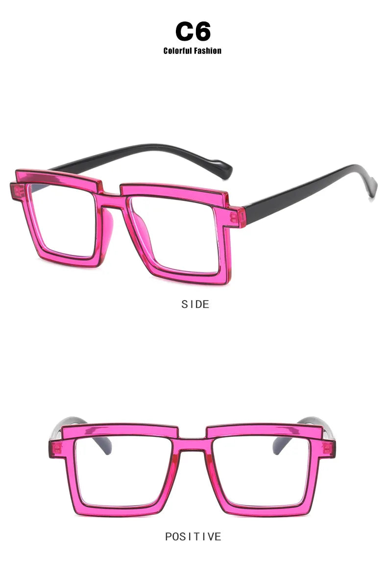Retro Personality Rectangular Glasses Frame Woman Man Brand Designer Fashion Square Eyeglasses TR90 Eyewear with Pouch & Cloth