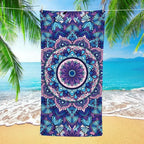 Microfiber Beach Towel Absorbent Bath towel big Quick-drying sunscreen for Adults Travel Swimming Pool Purple Flower Pattern