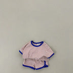 2026 Summer New Children Short Sleeve Clothes Set Boys Girls T Shirts + Shorts 2pcs Suit Baby Cute Striped Kids Casual Outfits