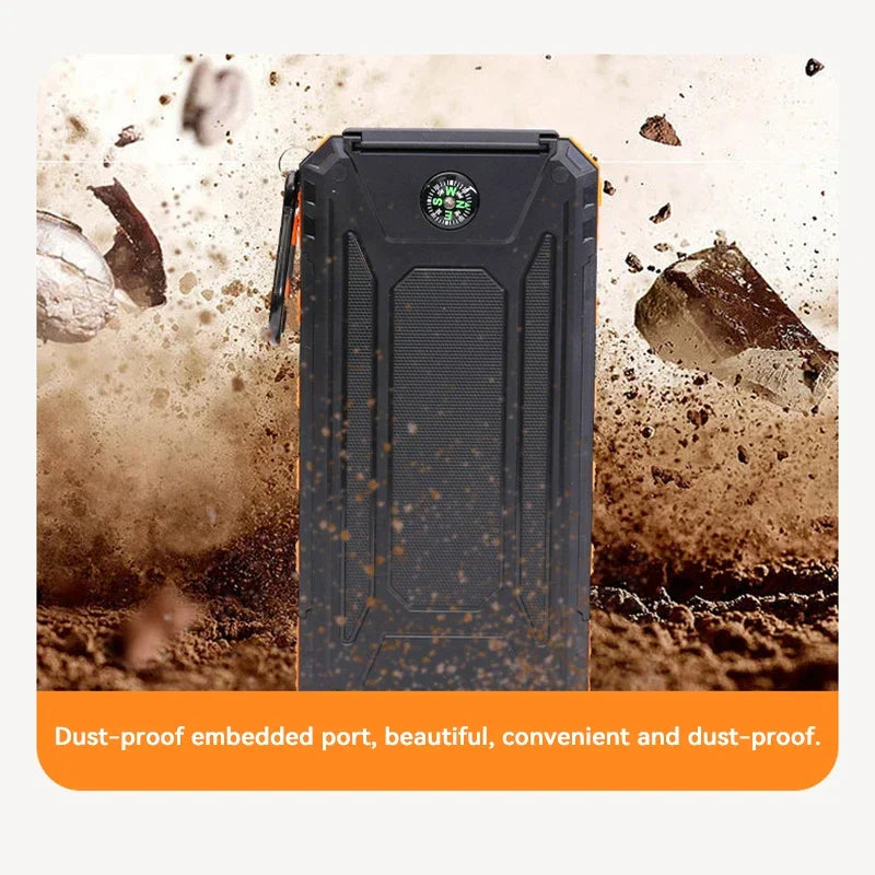 200000mAh Solar Power Bank Portable Large Capacity Charger Compatible with IOS Android USB-A and USB-C Fast Charging