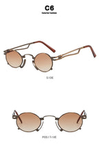 Retro Punk Round Sunglasses Small Frame Unisex 2025 New Trendy Vintage Metal Eyewear Designer Shadow for Women UV400 Protection