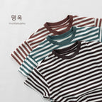 2026 Summer New Children Short Sleeve T Shirts Boys Casual Striped Tee Toddler Girls Cotton Loose Tops Kids Clothes