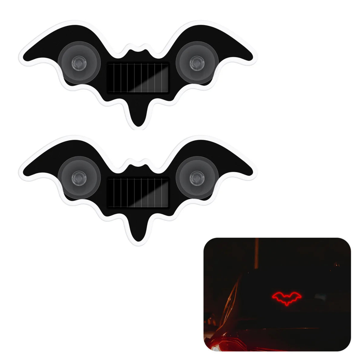 1/2pcs Cool Bat Solar Powered Car Neon Light Wireless Led Ambient Light Suction Cup USB Rechargeable Atmosphere Breathing Lamp