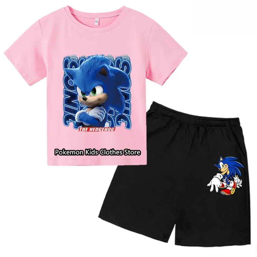 marque tendanceEnsemble de vêtements de sport décontractés pour garçons et filles de 3 à 12 ans, haut à manches courtes + short,