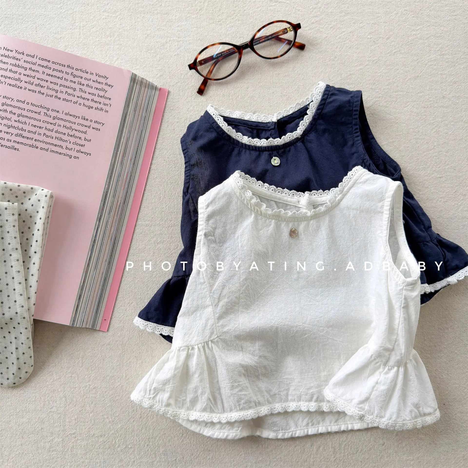 2026 Summer New Girls Sleeveless Shirts Solid Cute Baby Girl Sweet Lace Blouse Toddler Cute Thin Cotton Tops Kids Clothes