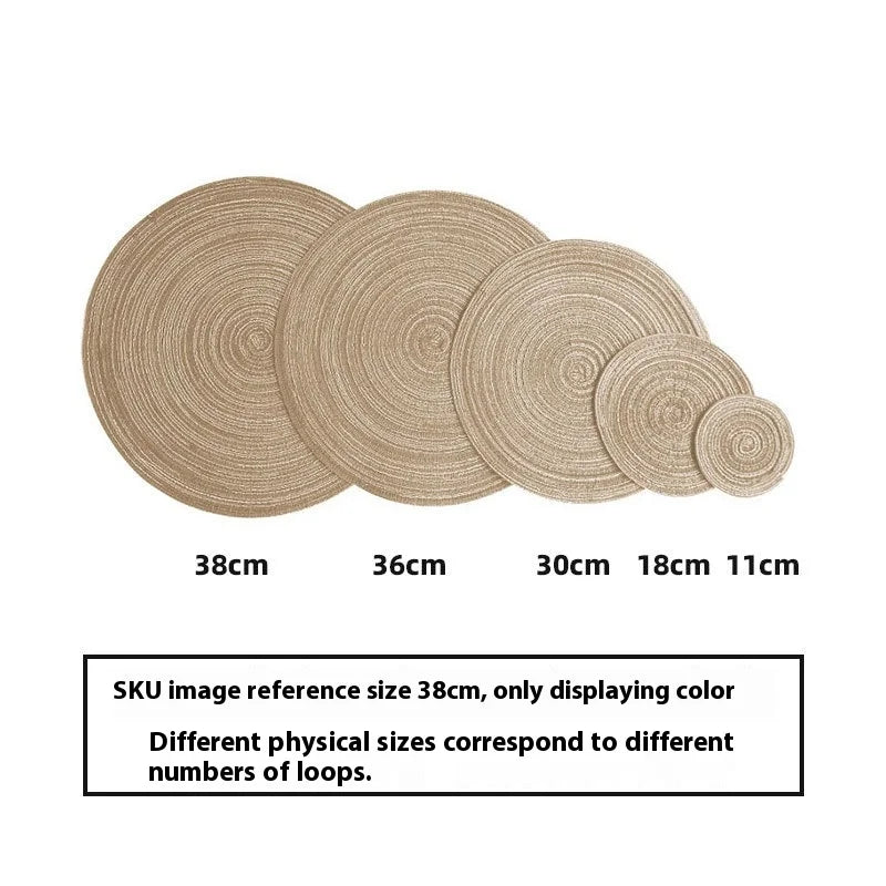 Nordic Style Imitation Cotton Yarn Placemat Round Ramie Woven Coaster Insulation Dish Mat Household Anti-scald Mat