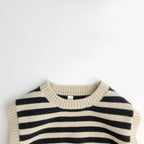 Autumn Baby Boys Striped Sweater Vest Children Cotton Cashmere Pullovers Waistcoat Kids Clothes Toddler Girls Sleeveless Sweater
