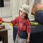 2026 Summer New Children Short Sleeve T Shirts Cotton Boys Letter Print Casual Tee Baby Girls O-neck Loose Tops Kids Clothes