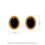 New Retro Gold Color Metal Line Black Oval Shaped Stud Earrings for Women Advanced Design Elegant Young Girls Party Jewelry