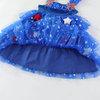 Children Tiered Ruffle Mesh Dresses Girls 4th of July Sleeveless Tutu Dress Star Decor 0-6Y Kids Independence Day Outfit