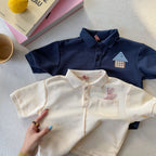 2026 Summer New Children Short Sleeve T Shirts Cotton Boys Casual Polo Shirts Girls Cute Cartoon Lapel Tops Kids Clothes