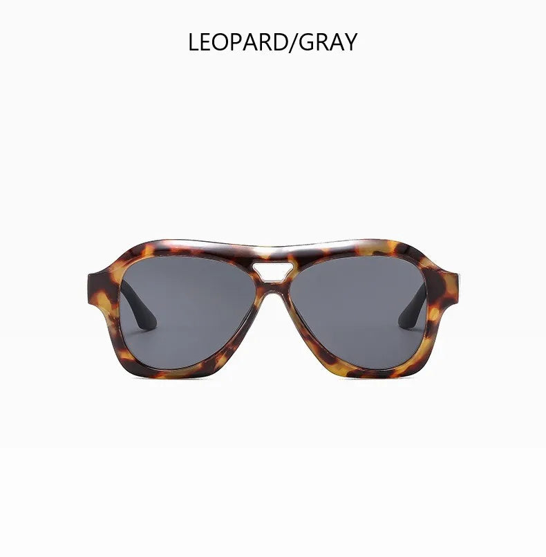 Retro Double Beam Large Frame Sunglasses for Women New Retro Fashion Brand Square Sun Glasses Eyeglasses Men Lentes De Sol Mujer