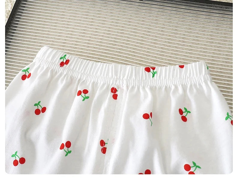 Baby Sleepwear 0-3Y Infant Pajama Set Cotton Strawberry Print Skin Friendly Baby Clothes Short Sleeve Toddler Loungewear