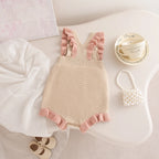 2026 Summer New Baby Girl Sleeveless Strap Bodysuit Solid Infant Girl Casual Knitted Jumpsuit Cotton Toddler Overalls 0-24m