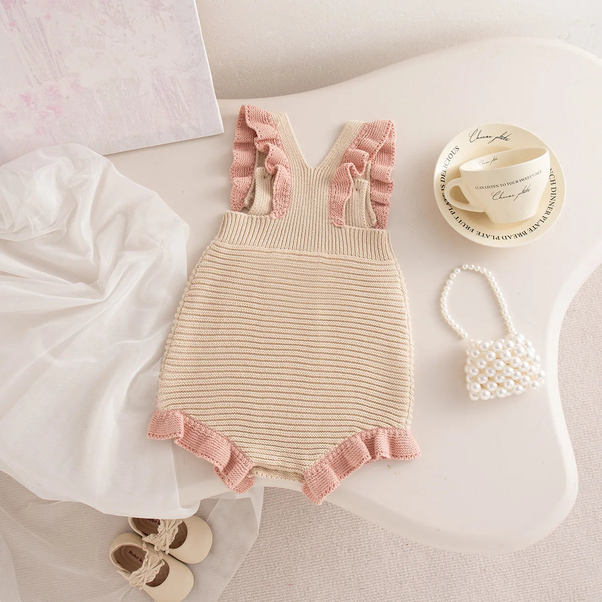 2026 Summer New Baby Girl Sleeveless Strap Bodysuit Solid Infant Girl Casual Knitted Jumpsuit Cotton Toddler Overalls 0-24m