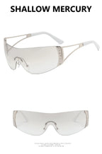 Cyberpunk Y2K Sunglasses Women Fashion Rimless One Piece Sun Glasses Men Vintage Shades 2000S Accessories 90S Gradient Glasses