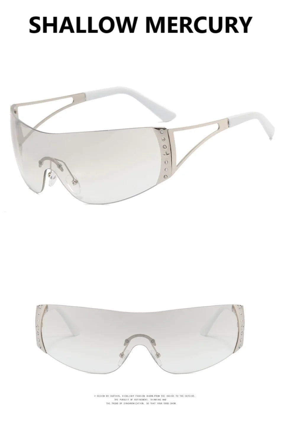 Cyberpunk Y2K Sunglasses Women Fashion Rimless One Piece Sun Glasses Men Vintage Shades 2000S Accessories 90S Gradient Glasses