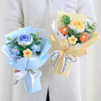 New Cotton Crochet Flower Bouquet Woven With Lamp Knitted Flower Artificial Handmade Artificial Flowers Graduation Gifts