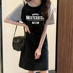 Summer Fashion Trend New Simple Letter Printing Loose Round Neck Short-sleeved Women's Dress