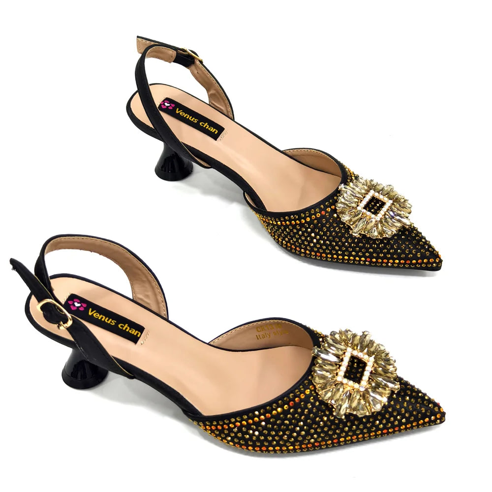 2026 Elegant Nigerian Women's Party Shoes with Medium Heel & Matching Handbag – Pointed Toe Fashion Footwear for Special