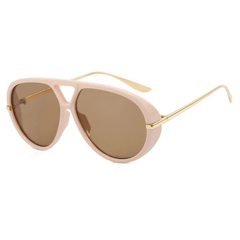 Vintage Retro Metal Double Bridges Round Sunglasses Women Brand Fashion Punk Gradient Shades Trending Sun Glasses Eyewear UV400
