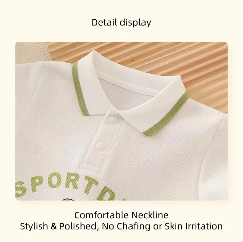Infant Baby Summer Polo Collar Jumpsuit Sporty Dinosaur Breathable Mesh Romper Newborn One Pieces Cotton Baby Clothes