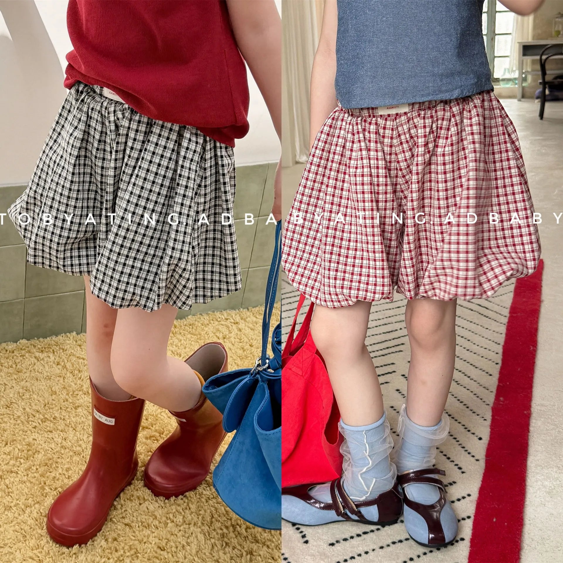 2026 Summer New Children Plaid Shorts Cotton Girls Cute Loose Culottes Kids Fashion Casual Shorts Toddler Clothes